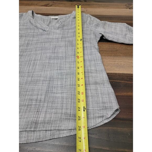 Van Heusen Career Super Soft Viscose Blouse Gray 2/3 Sleeves V Neck Size L - Picture 7 of 9